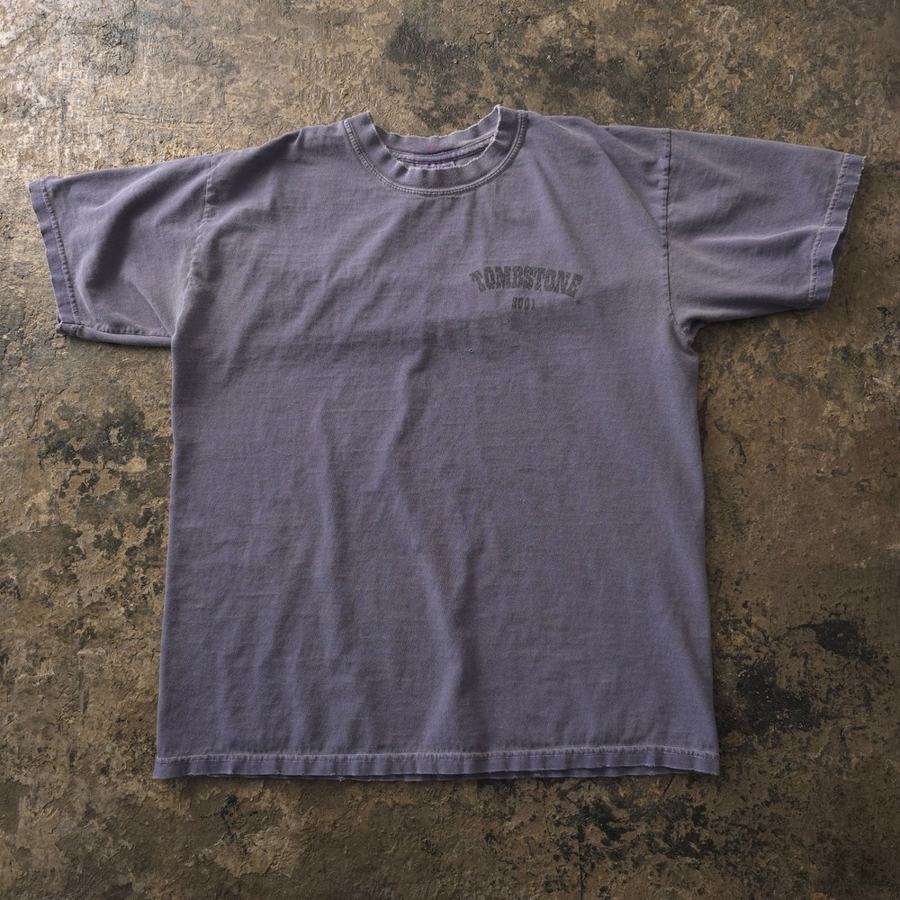 Vintage 2000s Gildan Purple T-shirt Size L Tombstone 2001 Distressed